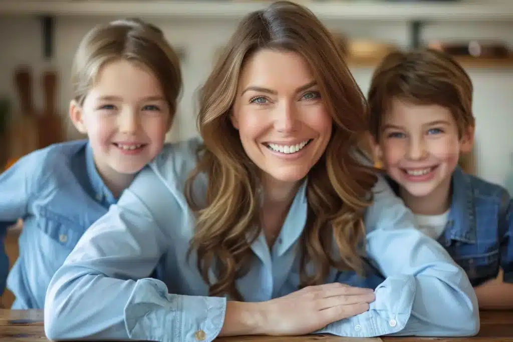 A warm and joyful portrait of Charli, the creator of Charlirecipes.com, photographed with her two children in a bright, cozy kitchen. This image reflects the essence of her blog — family-inspired, real-life cooking made with love. It perfectly captures the friendly, down-to-earth spirit of her recipe content, designed to help everyday families cook with ease and connection.